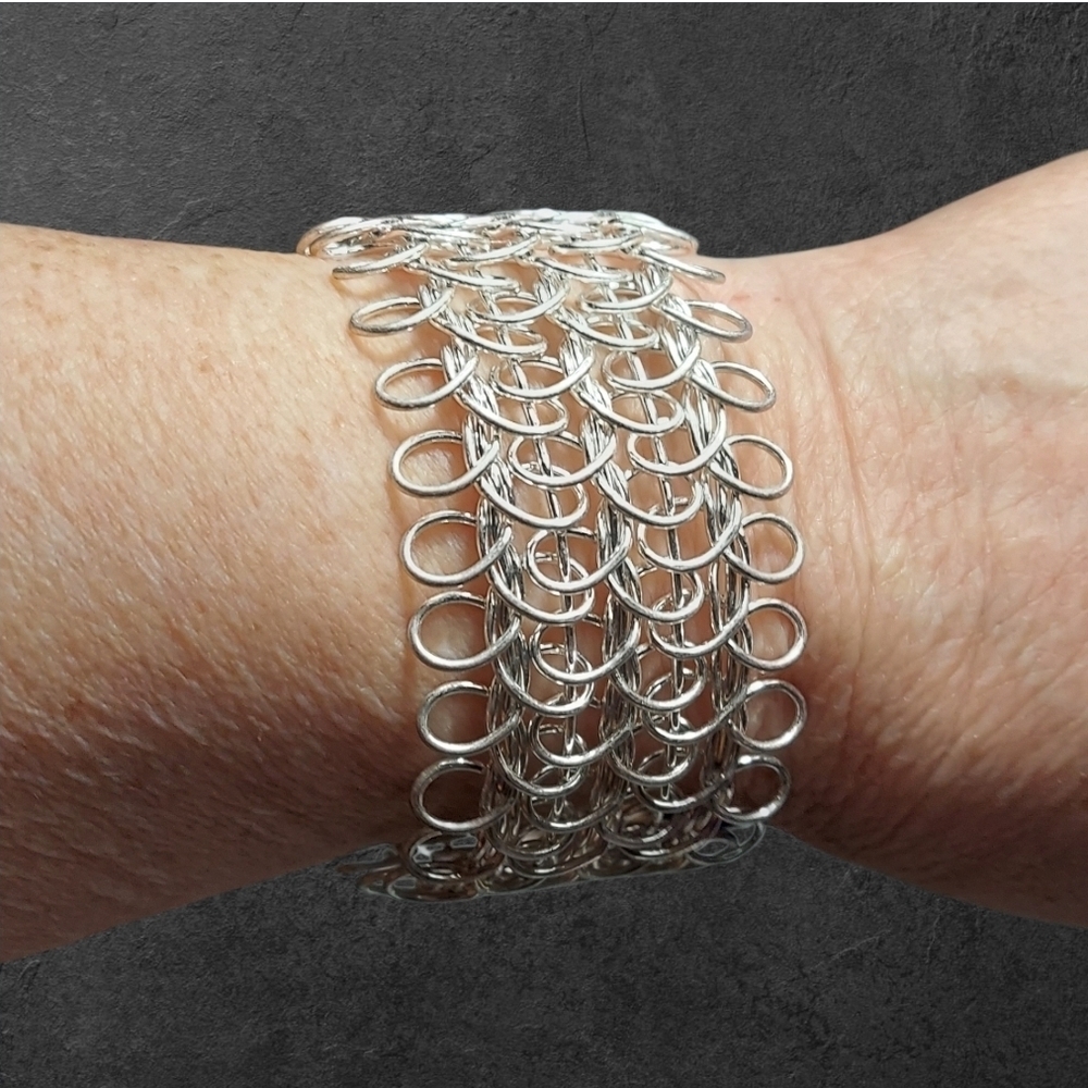NWT NADINE WEST Chic Silver Mesh Weave Bracelet ~ 1 3/4"